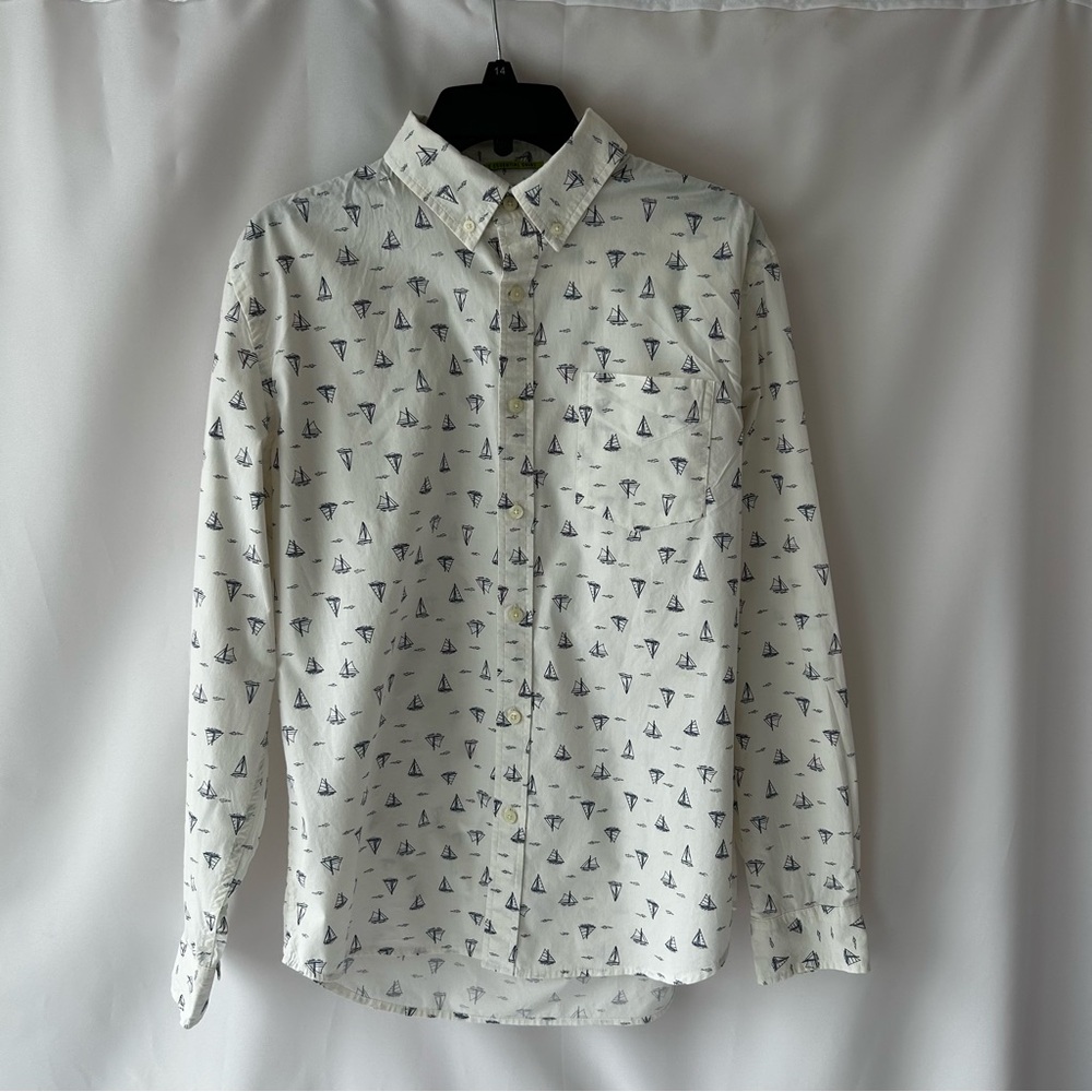 John Bartlett White Sailboat Print Men's Shirt